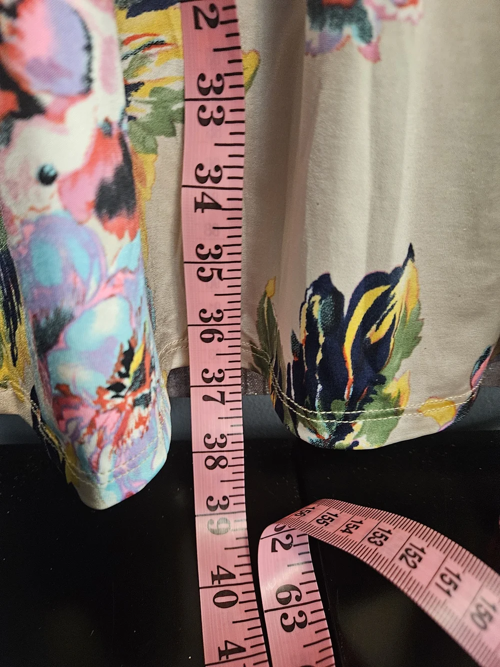 HEIMISH USA Beige Floral Tiered Mini Dress with Pink & Blue Blooms